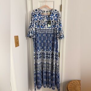 Tuckernuck Blue and White Printed Maxi Dress